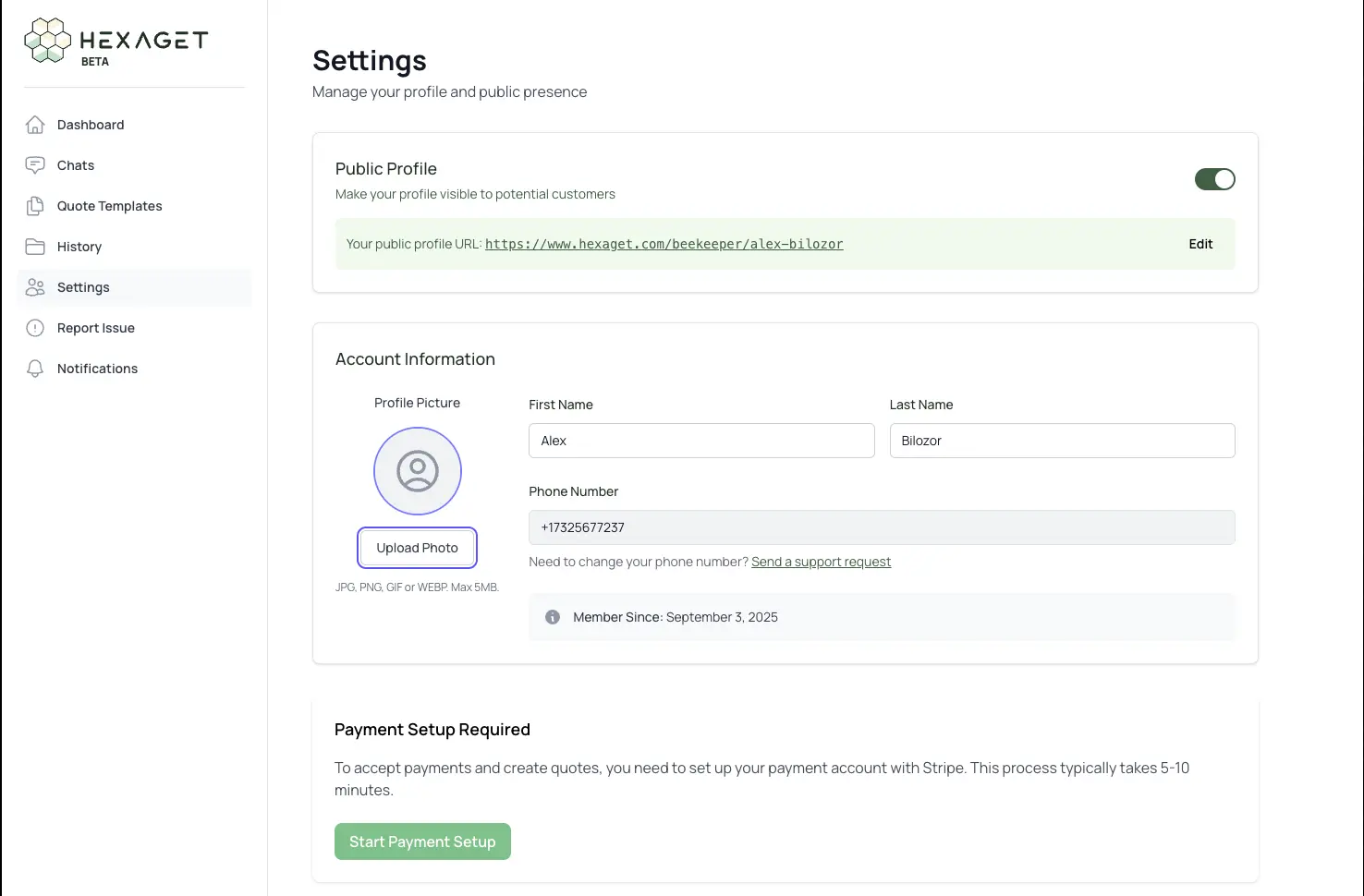 Settings Page